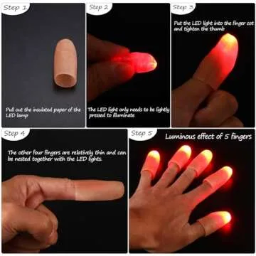 Mudder 10 Pieces Halloween Magical Thumb Light LED Finger Lights Magical Trick Finger Prank Tool for Performance