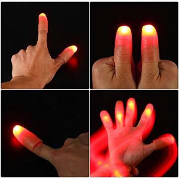 Mudder 10 Pieces Halloween Magical Thumb Light LED Finger Lights Magical Trick Finger Prank Tool for Performance