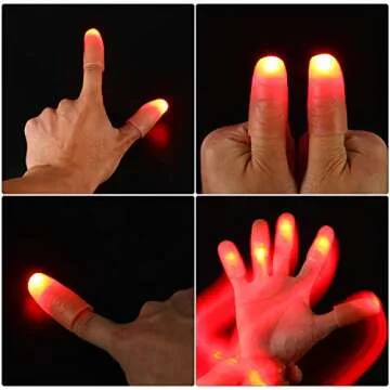 Mudder 10 Pieces Halloween Magical Thumb Light LED Finger Lights Magical Trick Finger Prank Tool for Performance