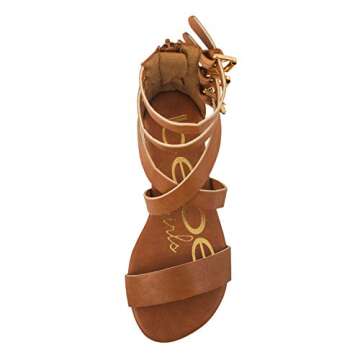 bebe Girls Toddler/Little Kid Wide Strap Flat Gladiator Sandals with Back Zipper and Buckles 9 Cognac