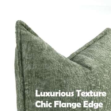 DEZENE Pack of 2 Sage Green Decorative Throw Pillow Covers 18x18 Cozy Soft Chenille Accent Vintage S...