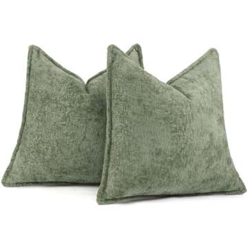 Sage Green Soft Chenille Decorative Pillow Covers - 2 Pack