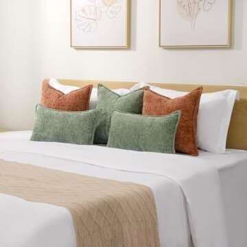 Sage Green Soft Chenille Decorative Pillow Covers - 2 Pack