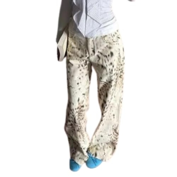 Hesaco Leopard Print Jeans - Y2K Cheetah Print Pants, Wide Leg High Waist Light Leopard Pants for Wo...