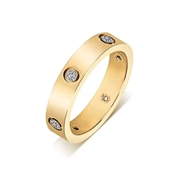 Aojun Classic 18K Gold Plated Stacking Ring for Couples