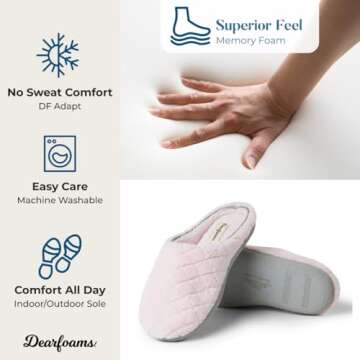 Dearfoams Womens Leslie Washable Memory Foam Terry Clog With Wide Widths Slipper, Fresh Pink, 9-10 US