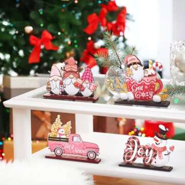 Huwena 5-Pc Christmas Table Decorations for Winter Holidays