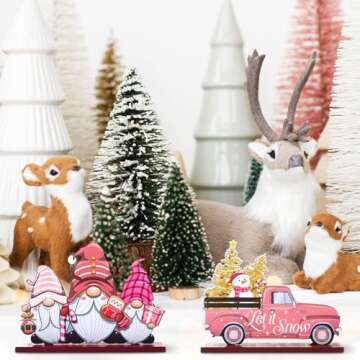 Huwena 5-Pc Christmas Table Decorations for Winter Holidays