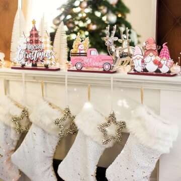 Huwena 5-Pc Christmas Table Decorations for Winter Holidays