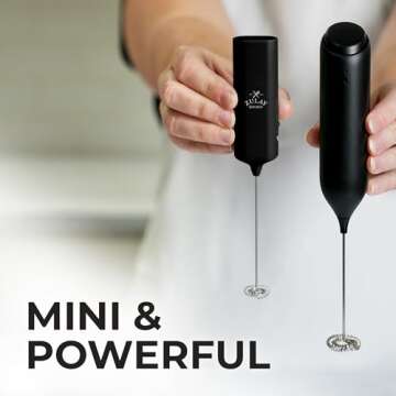 Mini & Mighty Milk Frother Wand - Powerful Handheld Drink Mixer - Stocking Stuffer Coffee Frother Fo...