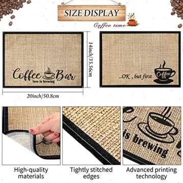 Cunhill 2 Pieces Coffee Bar Mat,Coffee Bar Accessories 20 x 14 Inch Coffee Bar Decoration Coffee Placemats for Coffee Machine, Coffee Bar, Countertops,Coffee Station Accessories(First Coffee)