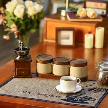 Cunhill 2 Pieces Coffee Bar Mat,Coffee Bar Accessories 20 x 14 Inch Coffee Bar Decoration Coffee Placemats for Coffee Machine, Coffee Bar, Countertops,Coffee Station Accessories(First Coffee)