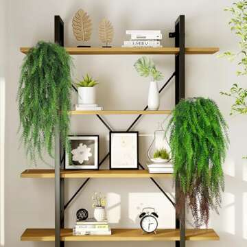 RECUTMS 4 Pack 31.5”Artificial Ferns Plants Vine Fake Ivy Boston Outdoor Plastic Hanging Decor for...