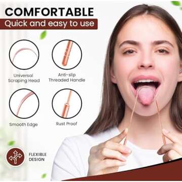 Absolute Ayurvedic Tongue Scraper For Adults Copper, Copper Tongue Cleaner For Oral Health and Fresh Breath, Tongue Scraper For Adults, Travel Tongue Scraper Pack of 2 with Travel Case.