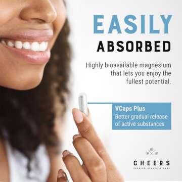 Cheers - Magnesium Citrate, 85% Daily Value, 90 Capsules Pack | 320 mg – Daily Intake 3 Capsules | Gluten-Free | Magnesium Supplements with Zinc & Vitamin B6, Vegan Supplements for Adults