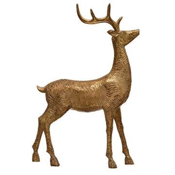 Creative Co-Op Gold-Finish Standing Deer for Christmas