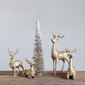 Creative Co-Op Gold-Finish Standing Deer for Christmas