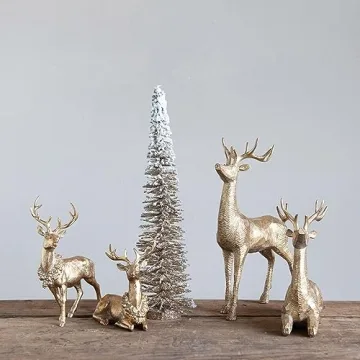 Creative Co-Op Gold-Finish Standing Deer for Christmas