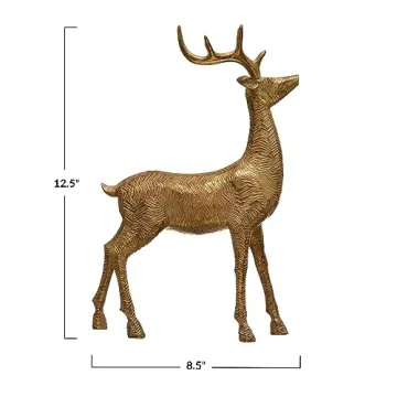 Creative Co-Op Gold-Finish Standing Deer for Christmas