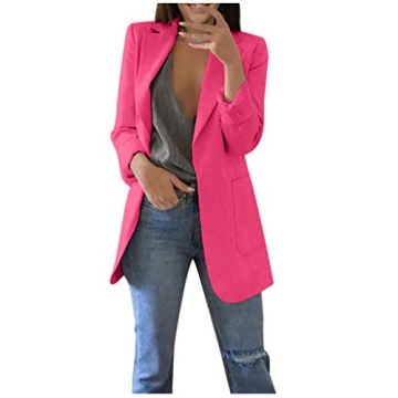 Aniywn Women's 2023 Casual Spring Lapel Blazer Jacket - Hot Pink