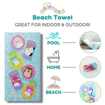 Franco Squishmallows Super Soft Cotton Bath/Pool/Beach Towel for Kids