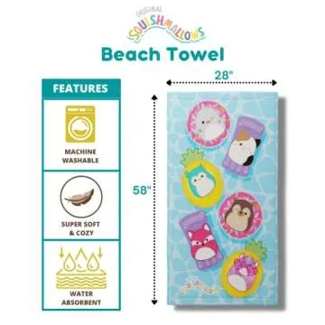 Franco Squishmallows Soft Bath/Pool Beach Towel