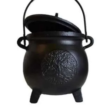 Tree of Life Cast Iron Potpourri Cauldron 8 inches