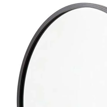 Better Bevel 24” x 24” Black Rubber Framed Mirror | Round Bathroom Wall Mirror