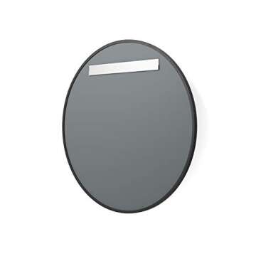 Better Bevel 24” x 24” Black Rubber Framed Mirror | Round Bathroom Wall Mirror