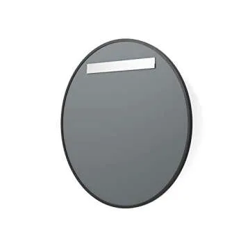 Better Bevel 24” x 24” Black Rubber Framed Mirror | Round Bathroom Wall Mirror