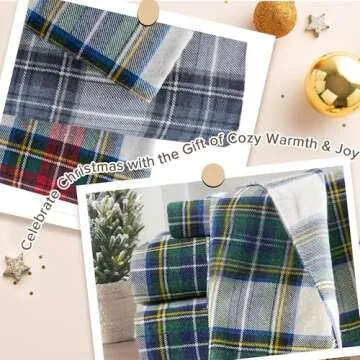 Comfort Spaces Cotton Flannel Breathable Warm Deep Pocket Sheets With Pillow Case Bedding, Twin, Scottish Plaid Green, 3 Piece