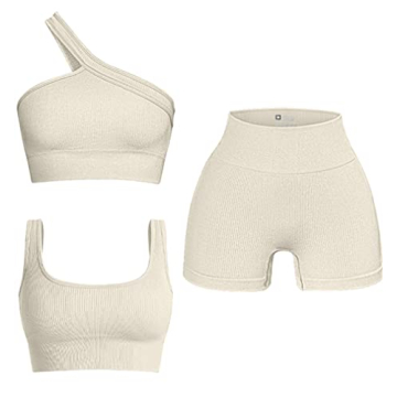 OQQ Women's 3 Piece Seamless Active Outfit Set