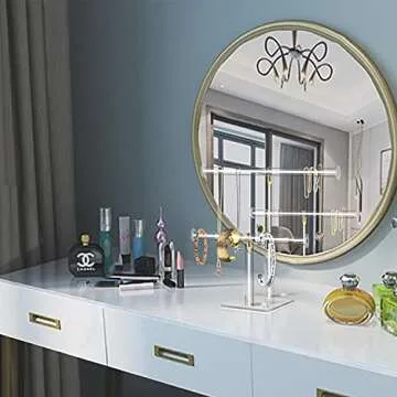 TOOPILAT Acrylic Jewelry Display,Clear Acrylic Round Bracelet Display Holder Organizer Jewelry Holde Organizer Tree Stand, 2 Tier Jewelry Display Necklace Holder Stand (2-Bar)