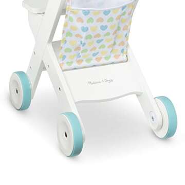 Melissa & Doug Mine to Love Wooden Play Stroller for Dolls and Stuffed Animals up to 20 Inches Tall - White