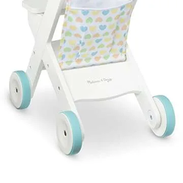 Melissa & Doug Mine to Love Wooden Play Stroller for Dolls and Stuffed Animals up to 20 Inches Tall - White