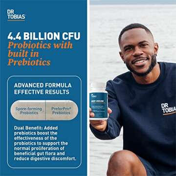 Dr. Tobias Deep Immune Probiotics & Prebiotics - 4.4 Billion CFU, 60 Capsules, Supports Digestive He...