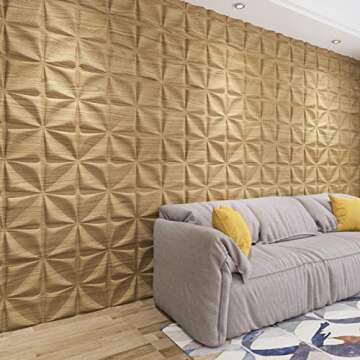 Art3d Wood Brown 3D Wall Panel PVC Flower Design Cover 32 Sqft, for Interior Wall Decor in Living Room,Bedroom,Lobby,Office,Shopping Mall