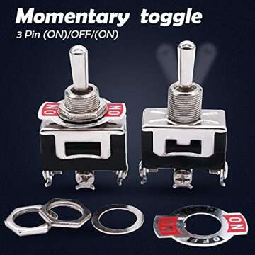 mxuteuk 3pcs Momentary Toggle Switch SPDT (ON)/Off/(ON) 3 Pin 3 Position 3 Way Toggle 15A 250V 5pcs ...