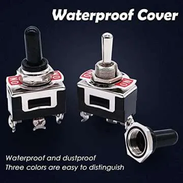 mxuteuk 3pcs Momentary Toggle Switch SPDT (ON)/Off/(ON) 3 Pin 3 Position 3 Way Toggle 15A 250V 5pcs Waterproof Boot Cap Cover Ten-123-5MZ-B123