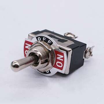 mxuteuk 3pcs Momentary Toggle Switch SPDT (ON)/Off/(ON) 3 Pin 3 Position 3 Way Toggle 15A 250V 5pcs Waterproof Boot Cap Cover Ten-123-5MZ-B123