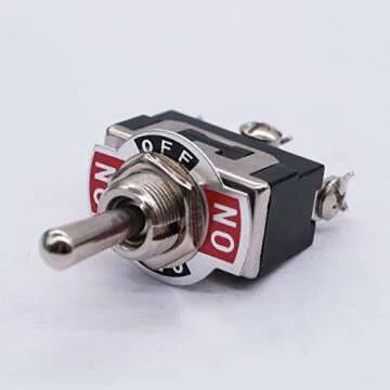 mxuteuk 3pcs Momentary Toggle Switch SPDT (ON)/Off/(ON) 3 Pin 3 Position 3 Way Toggle 15A 250V 5pcs Waterproof Boot Cap Cover Ten-123-5MZ-B123