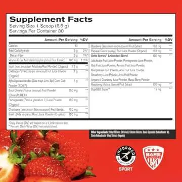 BARE PERFORMANCE NUTRITION, BPN Strong Reds Superfood Powder - 30 Servings Strawberry