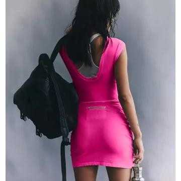 UATKIMI Women's Stylish Workout Romper with Zipper Pocket