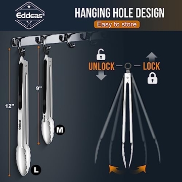 Eddeas Kitchen Tongs Set - Heat Resistant Cooking Tools