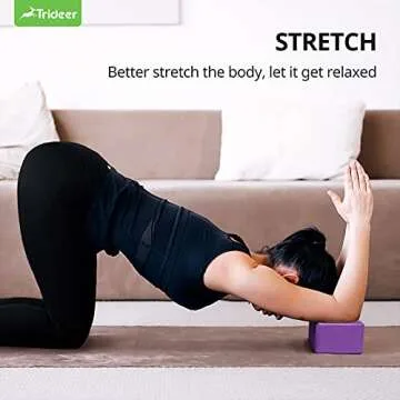 Trideer Yoga Blocks, Yoga Blocks 2 Pack, Premium EVA Foam Blocks with Free Guide, Supportive, Lightweight & Odor Resistant, Yoga Essentials for Yogi & Yogini, Yoga Accessories 9"x6"x3" (964 purple)