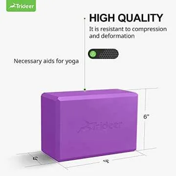 Trideer Yoga Blocks, Yoga Blocks 2 Pack, Premium EVA Foam Blocks with Free Guide, Supportive, Lightweight & Odor Resistant, Yoga Essentials for Yogi & Yogini, Yoga Accessories 9"x6"x3" (964 purple)