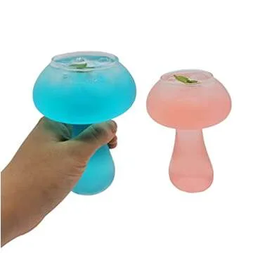 NC Creative Cocktail Glass Set of 2 Mushroom Design 280ml 9.5oz Cocktail Glass for KTV Bar Night Party Cocktails Martinis Drinking Juice Beer