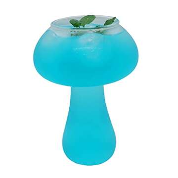 NC Creative Cocktail Glass Set of 2 Mushroom Design 280ml 9.5oz Cocktail Glass for KTV Bar Night Party Cocktails Martinis Drinking Juice Beer