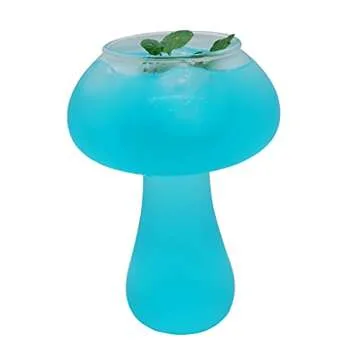 NC Creative Cocktail Glass Set of 2 Mushroom Design 280ml 9.5oz Cocktail Glass for KTV Bar Night Party Cocktails Martinis Drinking Juice Beer