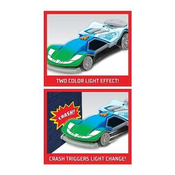 Hot Wheels Color Crashers Cyber Speeder, Motorized Toy Car with Lights & Sounds, Blue, Kids Toys for Ages 3 Up by Just Play